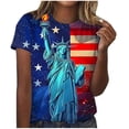 thumbnail image 1 of 4th of July Shirts for Women Short Sleeve Hawaiian Beach Tops Soft Cotton Crew Neck Casual Dressy Summer Blouses, 1 of 4