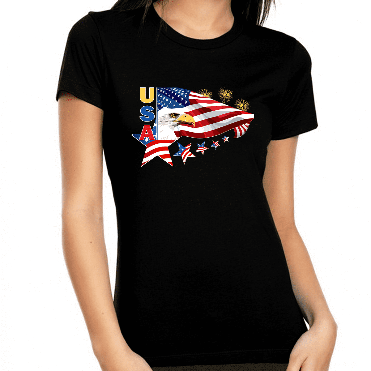 American Flag Fishing Shirt Vintage 4th July USA Patriotic T-Shirt