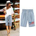 thumbnail image 1 of 4th of July Shorts Women Bermuda Shorts for Women Knee Length Shorts for Women Fashion Women's Elastic Waist Printing Drawstring Shorts, 1 of 3