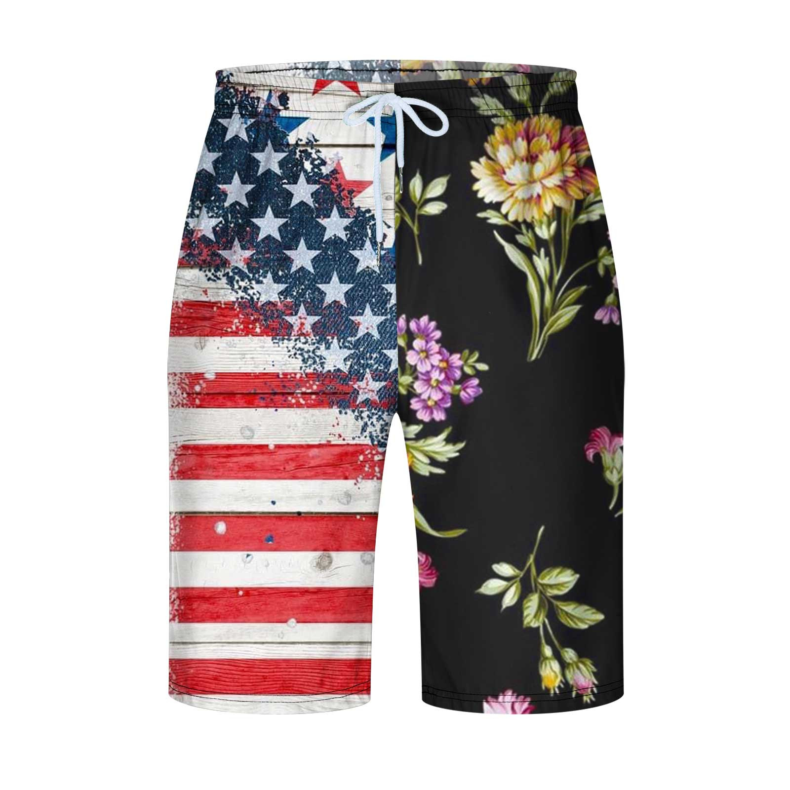 4th of July Shorts for Men Summer Beach Fashion American Flag Sunflower ...