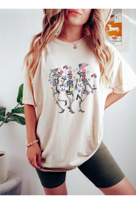 4th of July Skellies, 4th of July Shirts, Dancing Skeleton Shirt, American Flag Shirt,4th