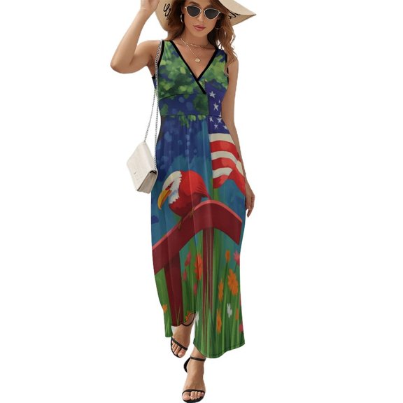 4th of July Sleeveless Dress Woman Fashion Long Dresses Women's Summer Suit Dress 2025