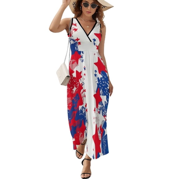 4th of July Sleeveless Dress Woman Fashion Long Dresses Women's Summer Suit Dress 2025