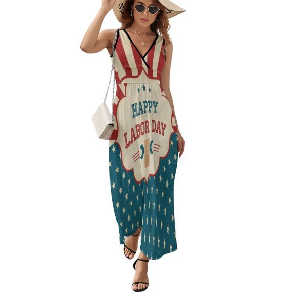 4th of July Sleeveless Dress Woman Fashion Long Dresses Women's Summer Suit Dress 2025