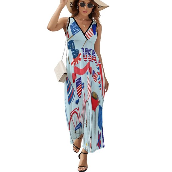 4th of July Sleeveless Dress Woman Fashion Long Dresses Women's Summer Suit Dress 2025