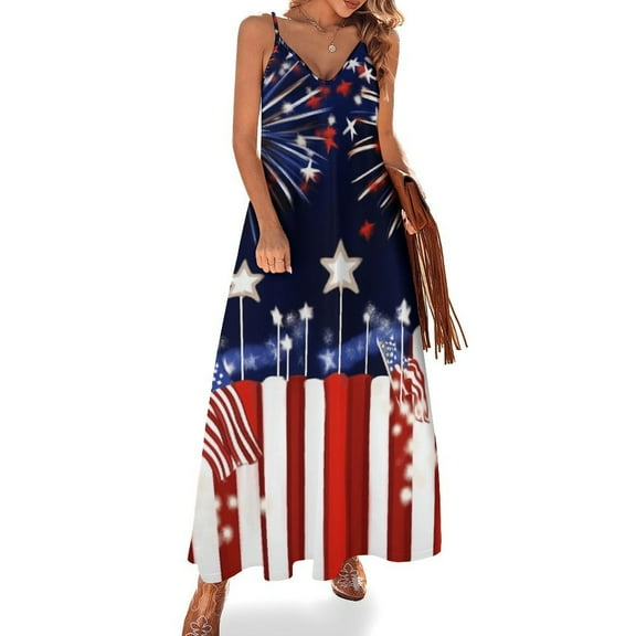 4th of July Sleeveless Dress for Women Clothing Female Women's Summer Skirt
