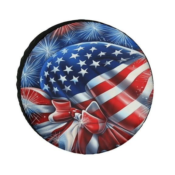4th of July Spare Tire Cover, Universal Wheel Tire Cover Dust-Proof Tire Protectors for Trailer Rv Van SUV Truck Camper And Many Vehicle