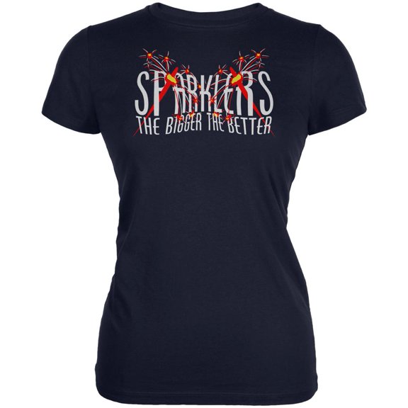 4th of July Sparklers Bigger Better Juniors Soft T Shirt Navy 2XL