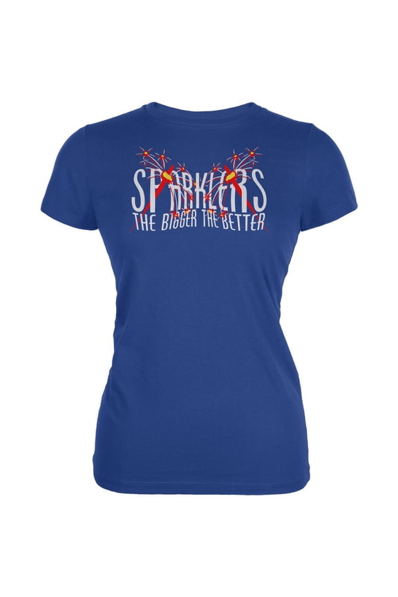 4th of July Sparklers Bigger Better Juniors Soft T Shirt Royal 2XL