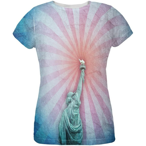 4th of July Spirit Of Liberty Statue All Over Womens T Shirt Multi MD