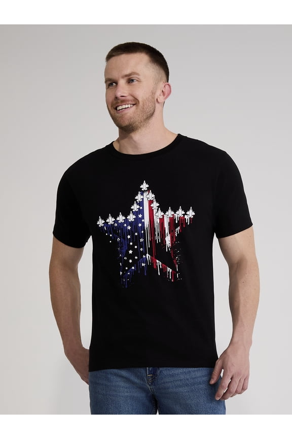 4th of July Star Flag Americana Men’s and Big Men's Graphic Tee by Way to Celebrate, Sizes XS-3XLT