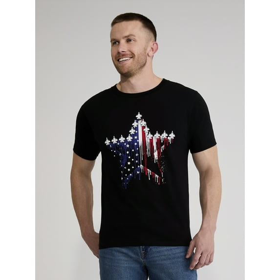 4th of July Star Flag Americana Men’s and Big Men's Graphic Tee by Way to Celebrate, Sizes XS-5XL