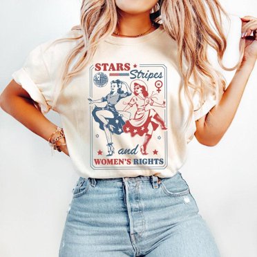 4th of July Stars Stripes And Women's Rights Shirt, Retro Fourth Of July Shirt, Funny Feminist Graphic Tee, Power USA Shirt TH120629