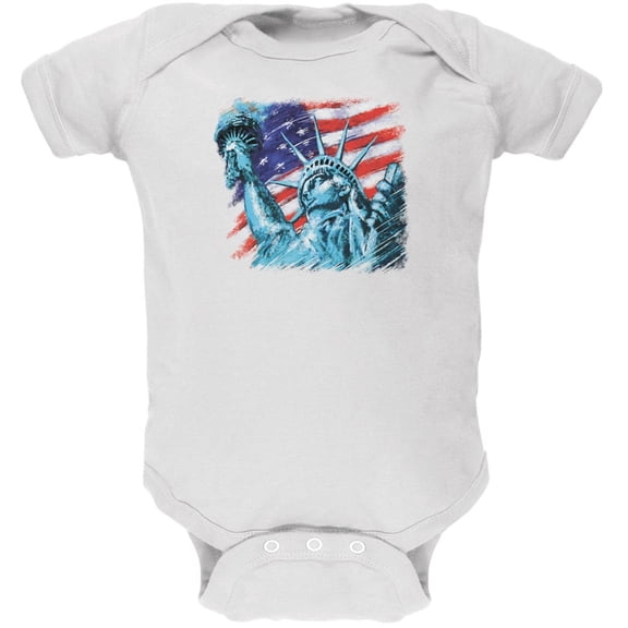 4th of July Statue of Liberty White Soft Baby One Piece - 12-18 months