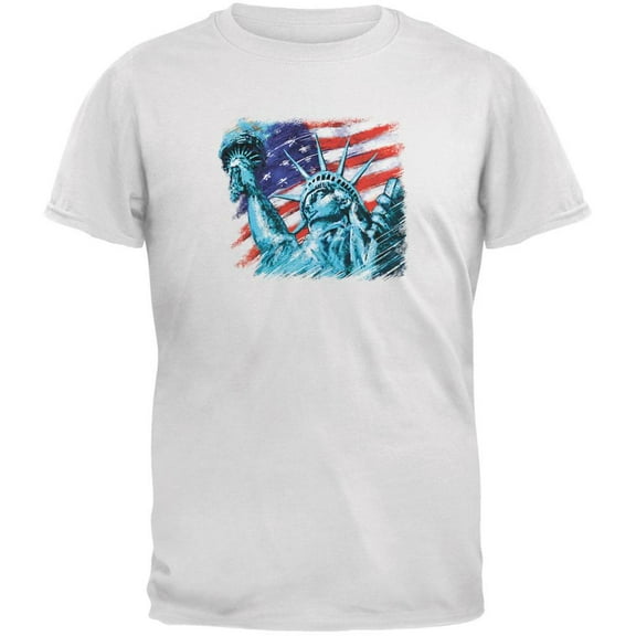 4th of July Statue of Liberty White Youth T-Shirt - Youth Large