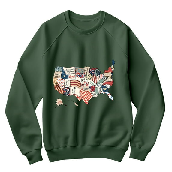 4th of July Sweatshirt for Women - USA Map Bible Verse Patriotic Christian Pullover - Faith Graphic Independence Day Shirt