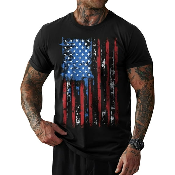 4th of July T-Shirt American Flag 1776 Short Sleeve Tshirt Tops Tee