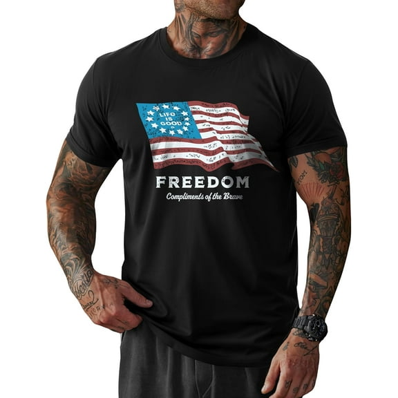 4th of July T-Shirt American Flag 1776 Short Sleeve Tshirt Tops Tee