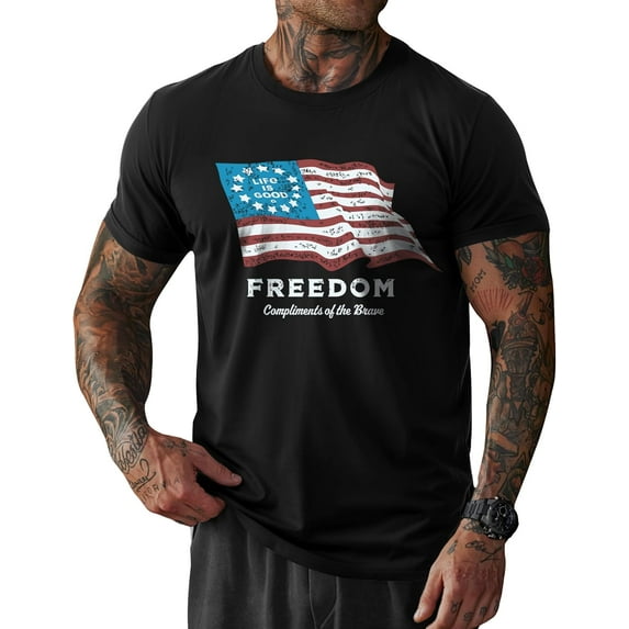 4th of July T-Shirt American Flag 1776 Short Sleeve Tshirt Tops Tee