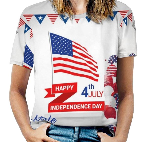 4th of July T Shirts Basic T-Shirt Short Sleeve Ladies Tee Shirt Summer Graphic Clothing