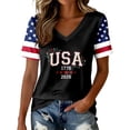 thumbnail image 1 of 4th of July T-Shirts for Women's Independence Day Patriotic Graphic Summer Print V Neck Short Sleeve Casual Blouse Tee Black L, 1 of 4