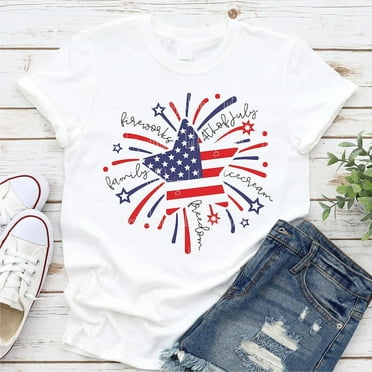 4th of July T-shirt, Firework Shirt, Fourth of July Shirt, American Flag Star Tee TH300547