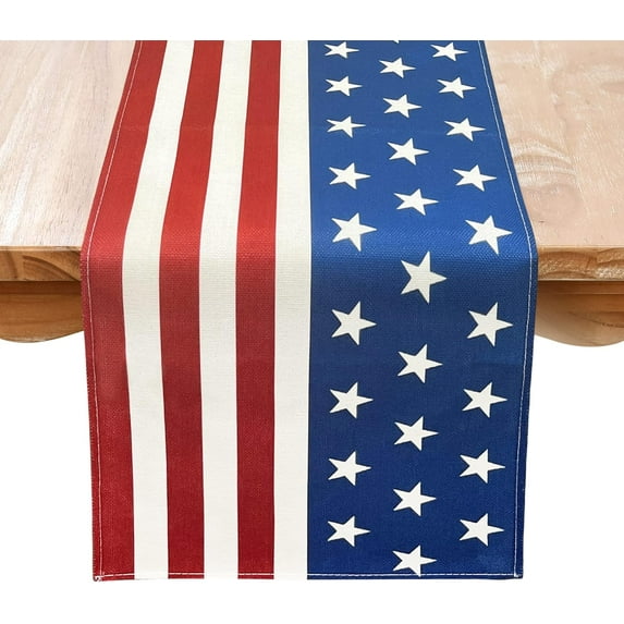 4th of July Table Runner Memorial Day Flag Stars Runners Independence Day Table Decorations for Dining Room Home Party 13x72 Inch