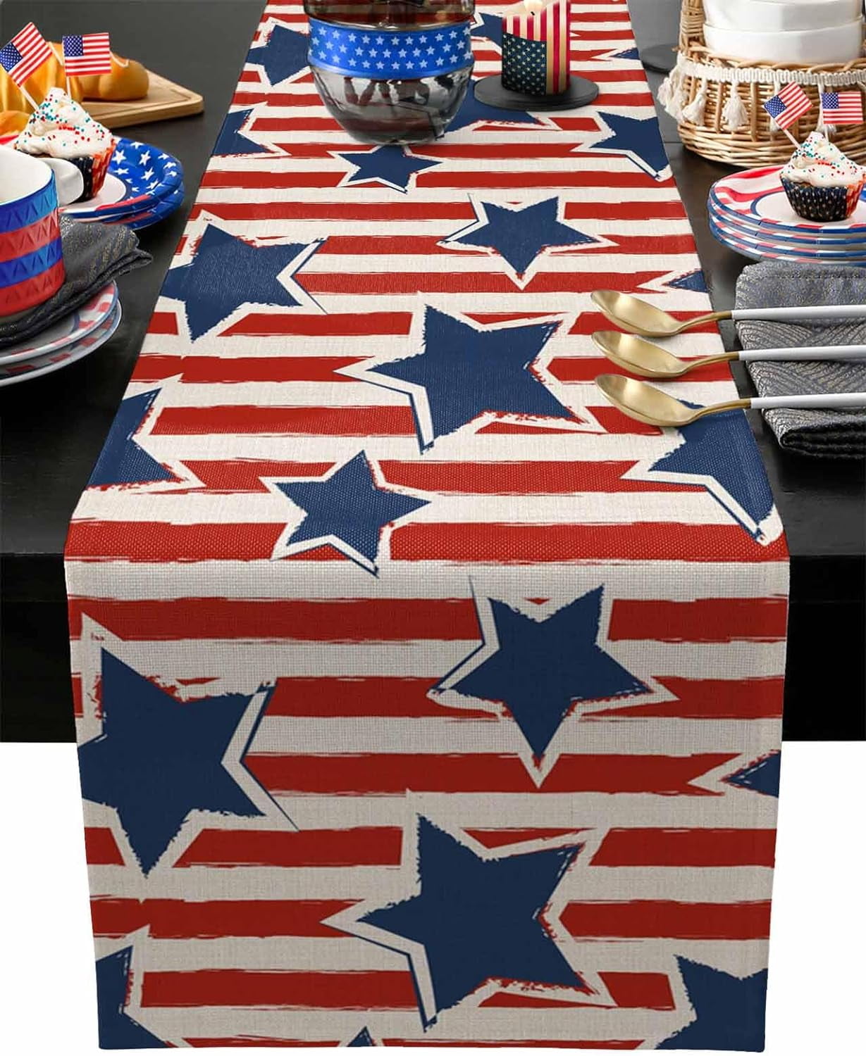 4th of July Table Runners Red White and Blue Stars Stripes Runner for ...