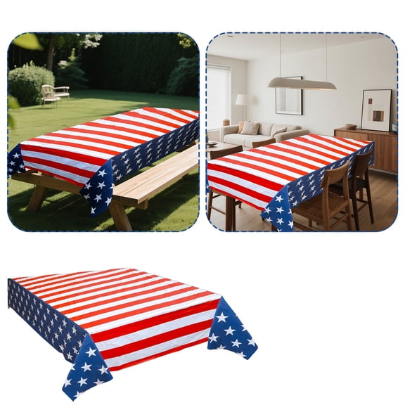 4th of July Tablecloth 53 x 107 Inch,Patriotic Independence Day Flag Table Cover Rectangle,USA Anniversary 250th Tablecloth