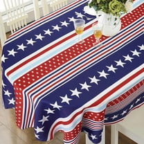 4th of July Tablecloth 54 x 72 inch Memorial Day Patriotic Table Cloths Waterproof American Flag Table Cloth for Oval Table