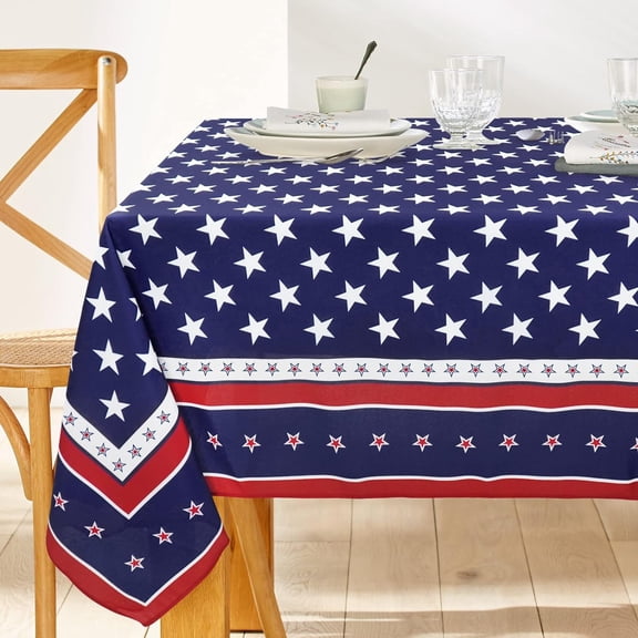 4th of July Tablecloth 60x84 Memorial Day Patriotic Table Cloths Waterproof American Flag Table Cover for Rectangle Table