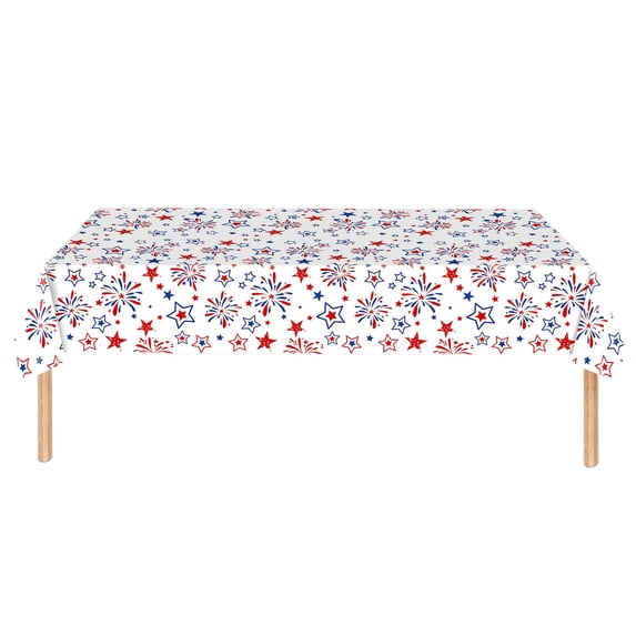 4th of July Tablecloth Flag Table Cover – Disposable Plastic, Festive Patriotic Design, Party Decor, Memorial & Independence Day Celebration Supplies