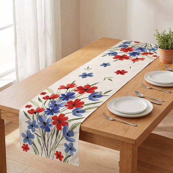 4th of July Tablecloth Set, Patriotic Table Runner and Tablecloth, Independence Day Dining Table Decor for Backyard BBQ Party(Multicolor)