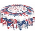 thumbnail image 1 of 4th of July Tablecloth USA Flag Round Table Cover Washable Table Cloth for Home Kitchen Party Picnic 60 Inch, 1 of 5