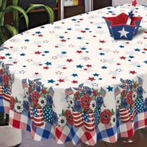 4th of July Tablecloth Waterproof Patriotic Table Cloths for Memorial Day, Independence Day Indoor Outdoor Dining Room-60"*102" Oval