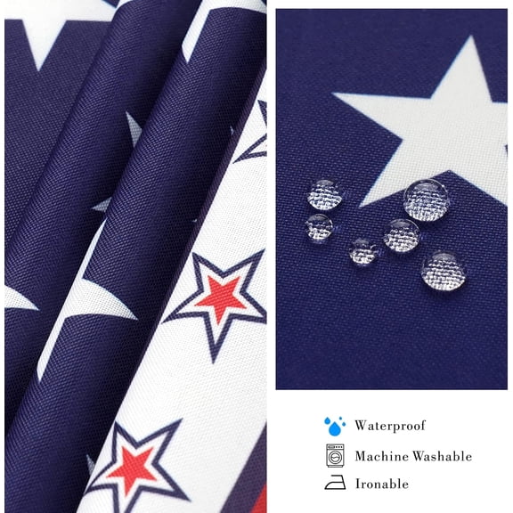 4th of July Tablecloth with Umbrella Hole 60x60 Patriotic Table Cloths Waterproof American Flag Table Cloth for Outdoor Round Patio Table