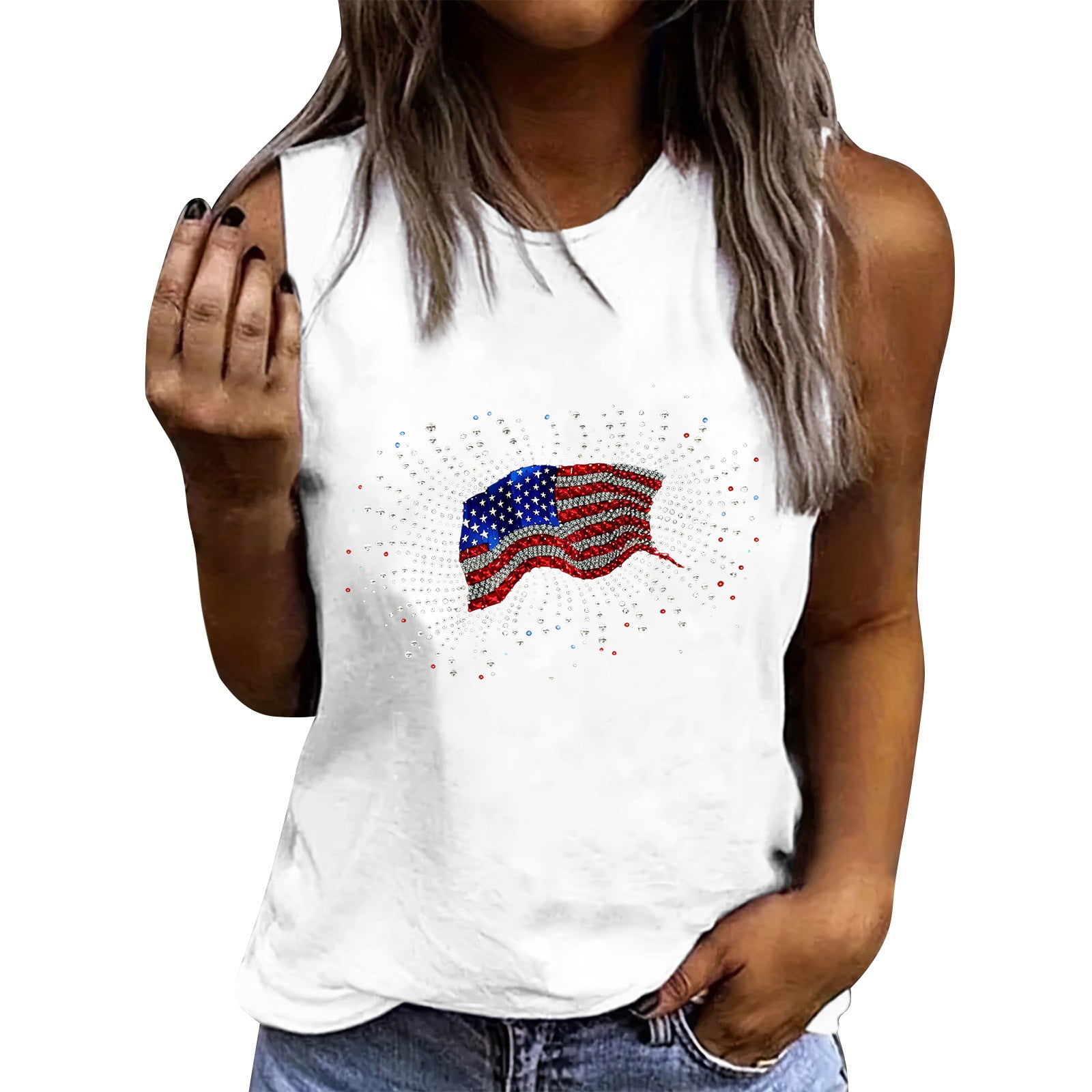 All American Mama 4th Of July Tank Top – Patriotic USA Flag Sleeveless Shirt, Women's Holiday Graphic Tee - View #5