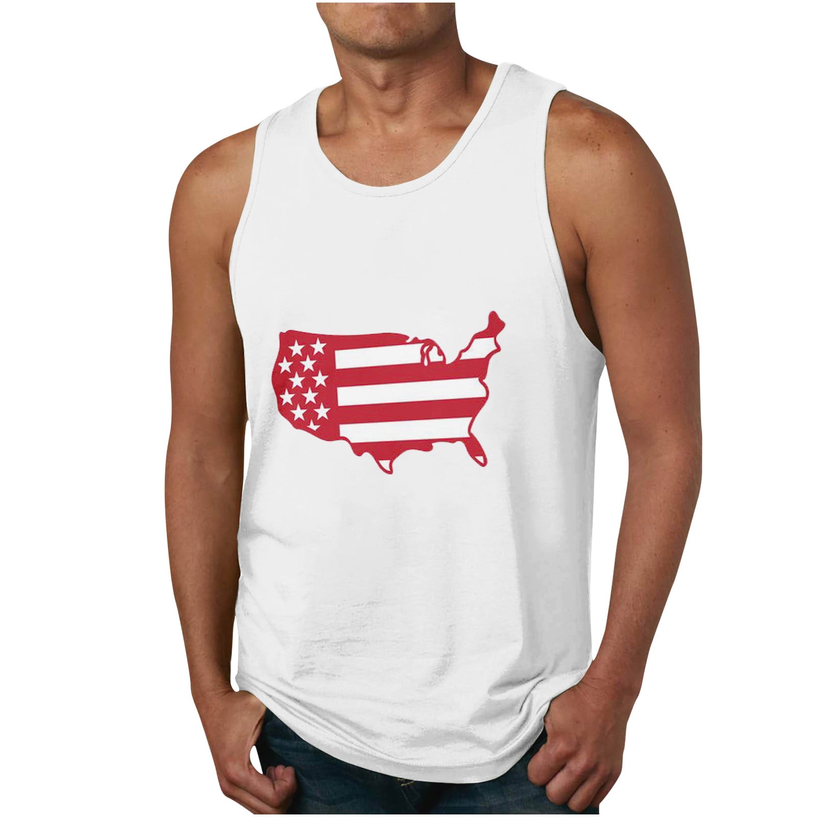 4th of July Tank Tops for Men Plus Size Sleeveless Tee Quick Dry USA ...
