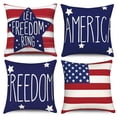 thumbnail image 1 of 4th of July Throw Pillow Covers 20x20 Set of 4,Patriotic Red White Blue Summer Pillow Cases for Bedroom Sofa Couch Decor, 1 of 6