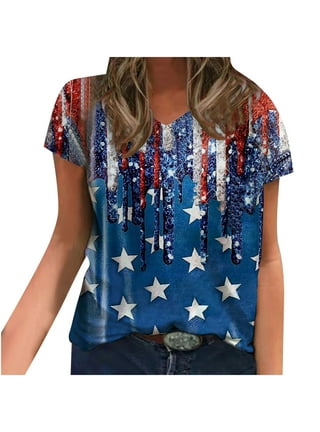 EHQJNJ Black Tank Top Women Built in Bra Womens Hand Painted Flag Shirt V  Neck Tee Shirt Pullover Short Sleeve Tops Independence Day Shirt Tube Tops