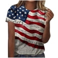 thumbnail image 1 of 4th of July Tops for Women Short Sleeve Summer American Flag Print Shirts Crewneck USA Flag Patriotic Casual Tees Women Patriotic Casual Top, 1 of 5