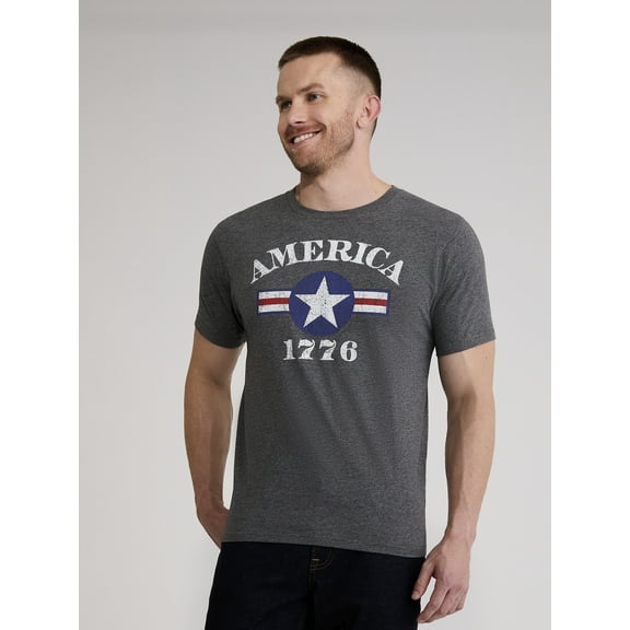 Men’s and Big Men's 4th of July USA 1776 Icon Americana Graphic Tee Shirt by Way to Celebrate, Sizes XS-3XL