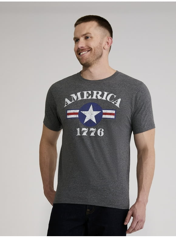 Men’s and Big Men's 4th of July USA 1776 Icon Americana Graphic Tee Shirt by Way to Celebrate, Sizes XS-3XL