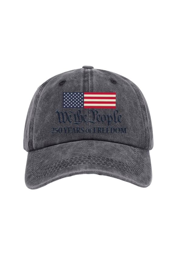 4th of July USA 250th Anniversary Hat American Flag Embroidered Cap Adjustable Washed Casual Cap 1776-2026 Commemorative Patriotic Merchandise,Black