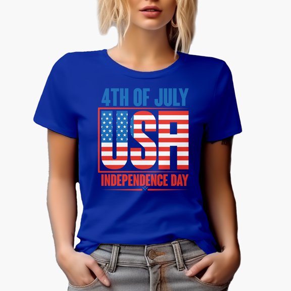 4th of July USA Independence Day, Royal Blue T-Shirt, 2XL
