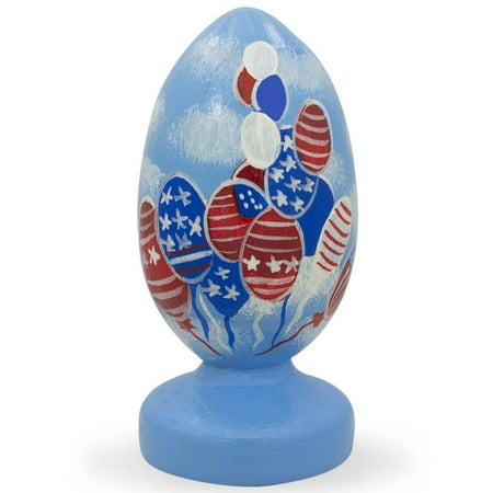 4th of July USA Independence Flag and Balloons Egg Figurine