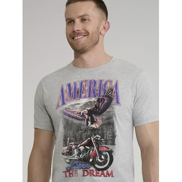 4th of July USA Motorcycle Men’s and Big Men's Graphic Tee by Way to Celebrate, Sizes XS-3XL
