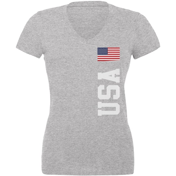 4th of July USA World Cup Women's Juniors V-Neck T Shirt