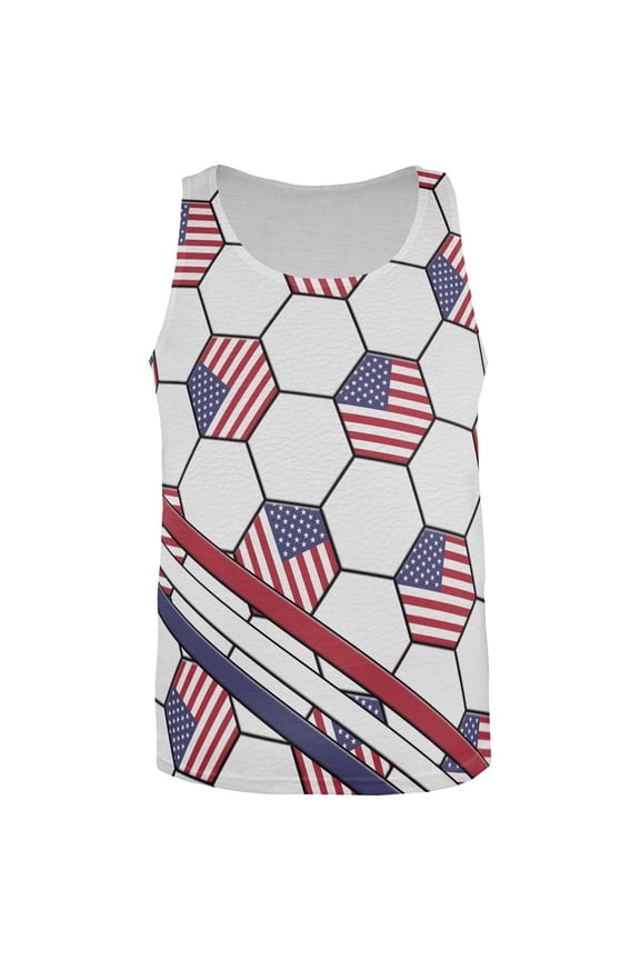 4th of July USA World Cup Soccer Ball All Over Mens Tank Top Multi LG