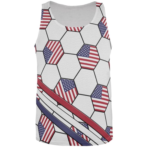 4th of July USA World Cup Soccer Ball All Over Mens Tank Top Multi MD